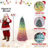 7.5ft Rainbow Gradient Flocked PVC Christmas Tree with 1927 Tips, Colorful Full-Bodied Artificial 23807149