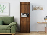 Tall Narrow Storage Cabinet, Wooden Freestanding Bookshelf with Doors & drawer, Slim Display W331P515578