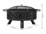 30 Inch Round Outdoor Wood Pit, Heavy Duty Wrought Iron Firepit with Hinged Spark 65297911