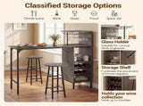 3PCS Bar Table & Stools Set, Wine Storage , Oak 48989205