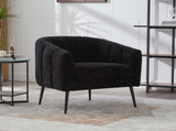 29.9'' Modern Upholstered Chenille Vanity Barrel Accent with Metal Legs, Channel Tufted Lounge W3118P328900