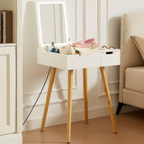 Small Makeup Vanity, Dresser Desk with 2 Drawers , Flip Top Mirror Organizer, Makeup Dressing W760P304948