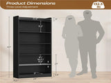 Wooden 6 Layer Modern Open Shelf Bookcase with Top Compartment, Black 91728079