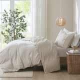 3 Piece Organic Cotton Oversized Duvet Cover Set Natural King/Cal King B035129096
