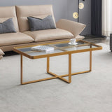 ZUN Minimalism rectangle coffee table,Golden metal frame with tempered glass tabletop 76024751