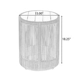 Outdoor Rattan rope & Acacia Wood Side Table - Patio Balcony Furniture for Garden, Yard, Balcony N770P298633B