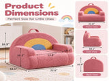 Kids Armchair Toddler Reading Sofa, Full Compression, Teddy Velvet Cute Red Rainbow Shape Kids Sofa 70138544