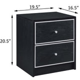 Black and Silver 2-drawer Nightstand B062P185648