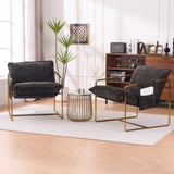 2 Chairs in 1 Box, Upholstered Hanging Armchair with Arm PocketsMetal frame, gold-plated W1901P147317
