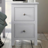 ZUN 2 Drawers Solid Wood Nightstand End Table in White WF283148AAK