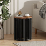 ACACIA SOLID WOOD SIDE TABLE,NATURAL & BLACK COLOR N770P269894N