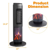 25" Tower Space Heater with 3D Flame, 1500W Portable Electric Heater with Thermostat, 60&deg 85626018
