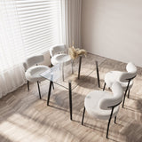 51" Dining Table Modern Minimalist Rectangular Glass for 4-6 with 0.31" Tempered Glass Tabletop and W2189P255605