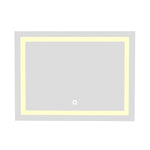 ZUN 40 x 32 Inch Frameless Rectangular LED Bathroom Vanity Mirror with Touch Sensor, Anti-Fog, and 3 21S0301-40