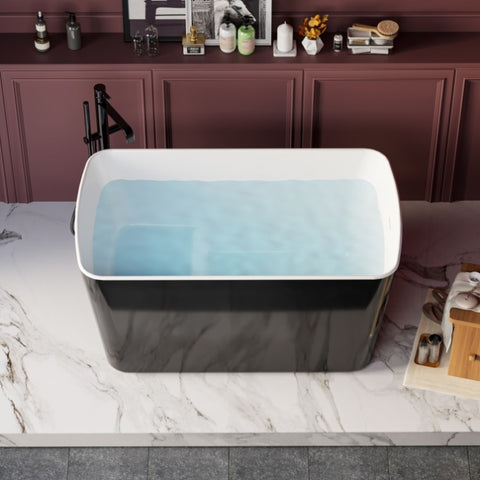 ZUN 49'' x 28'' Acrylic Freestanding Soaking Bathtub, Square-shape Japanese Soaking Hot Tub, Sit-In W1573P170472