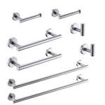 ZUN 8-Pieces Brushed Nickel Bathroom Accessories Set, Stainless Steel Bathroom Hardware Set, Bath Towel W1932140143