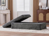 46" Wide Modern Upholstered Chenille Ottoman, Foot Stool Square Footrest with Black Metal Legs for W3098P356196