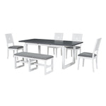 ZUN Modern 78inch 6-Piece Extendable Dining Table Set, 4 Upholstered Dining Chairs and Dining Bench, 18" 61387244