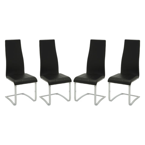 ZUN Set of 4 Leatherette Upholstered Dining Side Chairs, Black B016P223035