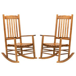 ZUN 68.5*86*115CM Square Wooden Rocking Chair Wavy Backboard Original Color 82239638