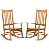 ZUN 68.5*86*115CM Square Wooden Rocking Chair Wavy Backboard Original Color 82239638