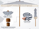 7ft Boho Patio Umbrella with Fringe Tassels, Outdoor Beach Umbrella with Aluminum Pole for Poolside 31024614