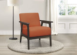 Orange Fabric Upholstered Accent Chair 1pc Solid Rubberwood Antique Gray Finish Living Room B011P184611
