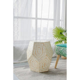 18x18x21" Hexagonal Capes Capiz Stool, Cream/Yellow W2078P326492