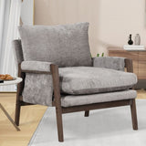 Mid-Century Modern Velvet Accent Chair,Leisure Chair with Solid Wood and Thick Seat Cushion for WF301654AAE