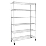 ZUN 6-Tier NSF Heavy Duty Adjustable Storage Metal Rack with Wheels/Leveling Feet & Shelf Liners Ideal 15636735