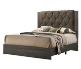 Contemporary 1pc King Size Bed Bedroom Furniture Tufted Design Headboard Rubberwood 1pc Bedframe B011P236789