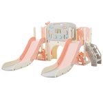 ZUN Kids Slide Playset Structure 8 in 1, Freestanding Ocean Themed Set with Slide, Arch N710P176322H