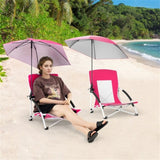 2 Pack Pink Umbrella Chair for Adults with Adjustable ParasolPortable Backpack Beach Chair 62111420