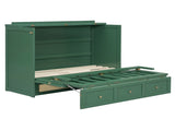 Full Size Murphy Bed with Large Drawers,Green N708P336203F