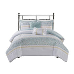 ZUN Full/Queen 5 Piece Seersucker Comforter Set with Throw Pillows B035128848