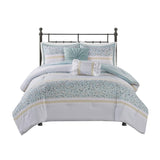 King/Cal King 5 Piece Seersucker Comforter Set with Throw Pillows B035128847
