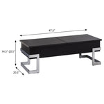 ZUN Black High Gloss and Chrome Coffee Table with Lift Top B062P181356