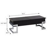 Black High Gloss and Chrome Coffee Table with Lift Top B062P181356
