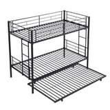 Twin Over Twin Metal Bunk Bed with trundle Black W2297P293753