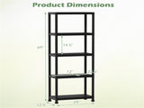 Black 5-Tier Garage Storage Shelf, PP Material 100LBS Per Shelf Tool-Free Assembly 33906260