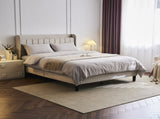 Full Size Velvet Bed Frame with Charging Station and Storage Shelf, Upholstered Platform Bed with 98843546