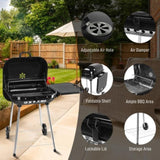 ZUN 28" Portable Charcoal Grill with Wheels and Foldable Side Shelf, Large BBQ Smoker with Adjustable 33449363