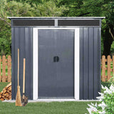 6ft x 5ft Outdoor Metal Storage Shed with Window and Transparent plate for Garden, Lawn 05828661