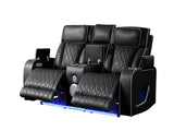 Fortuner Modern Style Upholstery Recliner Loveseat Made with Wood & Massage Function Included-Black B009P287716
