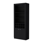 ZUN Black Bar Cabinet with Wine Storage and Three Shelves B062P193657