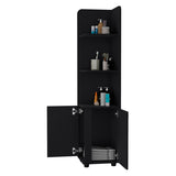 ZUN Black 2-Door Cabinet with 3 Corner Shelves B062P205243