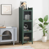 Modern Three-tier Glass Door Cabinet with Featuring Four-tier Storage, for Entryway Living Room W757P241565