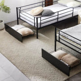 Twin Over Twin Convertible Bunk Bed with 2 Storage Drawers, Metal Bunk Bed Can be 03534327