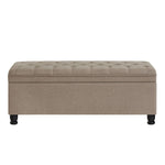 ZUN Upholstered tufted button storage bench ,Linen fabric entry bench with spindle wooden legs, Bed W2186P151306