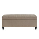 ZUN Upholstered tufted button storage bench ,Linen fabric entry bench with spindle wooden legs, Bed W2186P151306